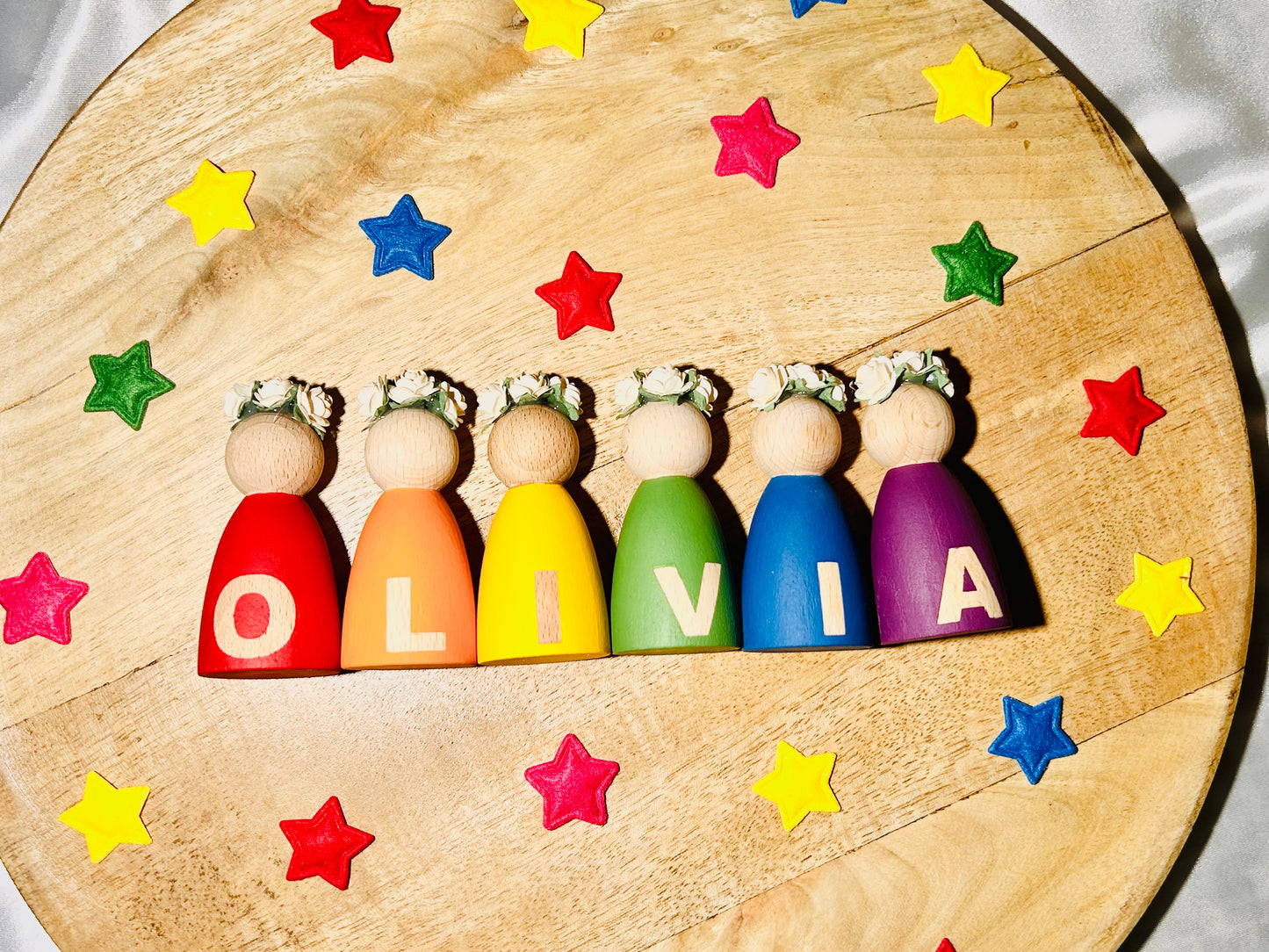 Personalised Peg Dolls With Flower Crown