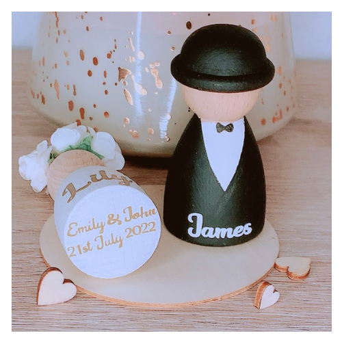 Flower girl peg doll page boy peg doll gift set. Will you  be our flower girl? My flower girl proposal gift set. Page boy proposal gift. Personalised flower girl peg doll. Personalised wedding keepsake page boy peg doll Wedding date keepsake