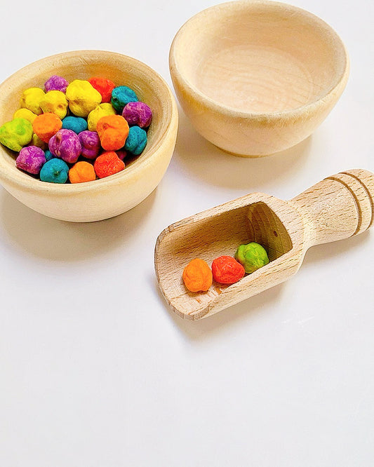 wooden scoop wooden bowls mini wooden scoops mini wooden bowls sorting play bowls bowl sorting rice play transfereing play activities wooden play activites montessori play the play tribe learn through play sensory play activites tools bowl and scoop set