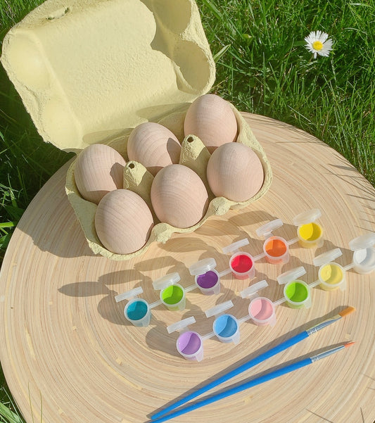 wooden eggs 6 wooden eggs paint your own easter eggs children activities easter activity creative art arts and craft kids easter crafts pastel paints rainbow paints