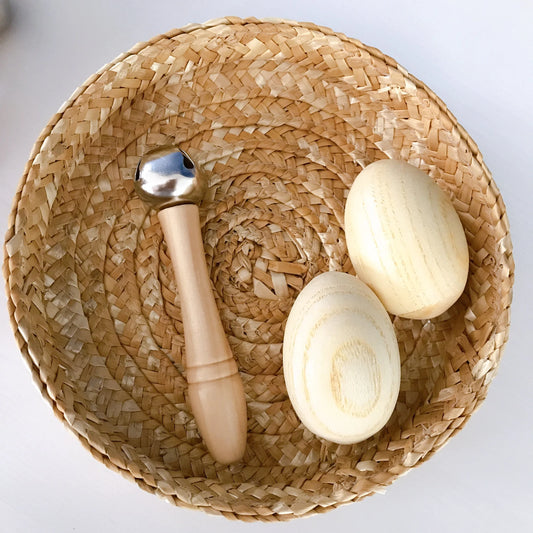 wooden egg shakers wooden hand bell baby music egg shakers baby hand bell wooden instruments wooden toys sensory play set wooden baby sensory play set the play tribe learning through play treasure basket montessori toys 